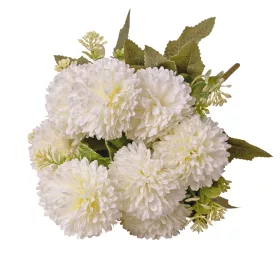   Krizantém selyemvirág csokor, 9 fejes, 38cm magas, virágfej átmérő: 7.5cm - Fehér