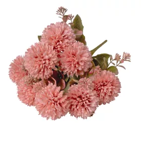   Krizantém selyemvirág csokor, 9 fejes, 38cm magas, virágfej átmérő: 7.5cm - Púder rózsaszín