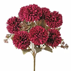   Krizantém selyemvirág csokor, 9 fejes, 38cm magas, virágfej átmérő: 7.5cm - Bordó