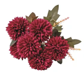   Krizantém selyemvirág csokor, 9 fejes, 38cm magas, virágfej átmérő: 7.5cm - Bordó