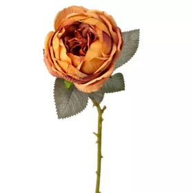   Peónia selyemvirág szál, 51cm magas, virágfej átmérő: 10cm - Vintage karamell