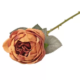   Peónia selyemvirág szál, 51cm magas, virágfej átmérő: 10cm - Vintage karamell