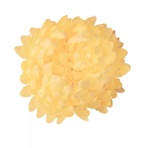 Krizantém selyemvirág fej, 14cm - Sárgás krém