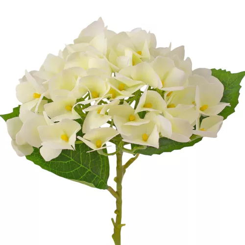 Real touch hortenzia, 21cm magas, virágfej  átmérő: 15cm - Krém