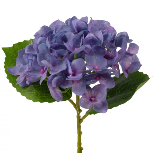 Real touch hortenzia, 21cm magas, virágfej  átmérő: 15cm - Kékes lila