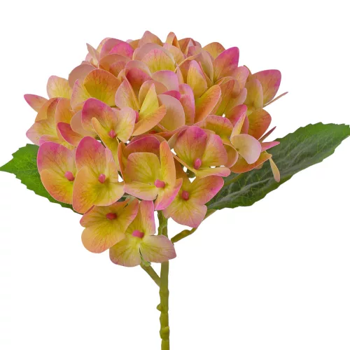 Real touch hortenzia, 21cm magas, virágfej  átmérő: 15cm - Zöldes rózsaszín