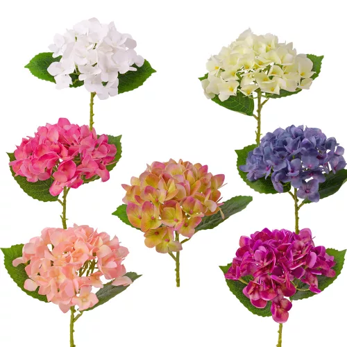 Real touch hortenzia, 21cm magas, virágfej  átmérő: 15cm - 50db-os mix