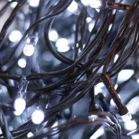   LED fényfüzér 11,9 m, 120 db hidegfehér LED, 8 fényprogrammal és időzítővel, zöld vezetékkel, kül- és beltéri használatra