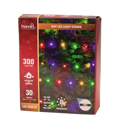 DOT LED-es fényfüzér, 30 + 3m, színes