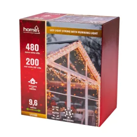   LED fényfüzér futófénnyel 9,6 m, 720 db melegfehér és hidegfehér LED, 16 fényprogrammal, fekete vezetékkel