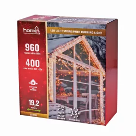   LED fényfüzér futófénnyel 19,2 m, 1440 db melegfehér és hidegfehér LED, 16 fényprogrammal, fekete vezetékkel