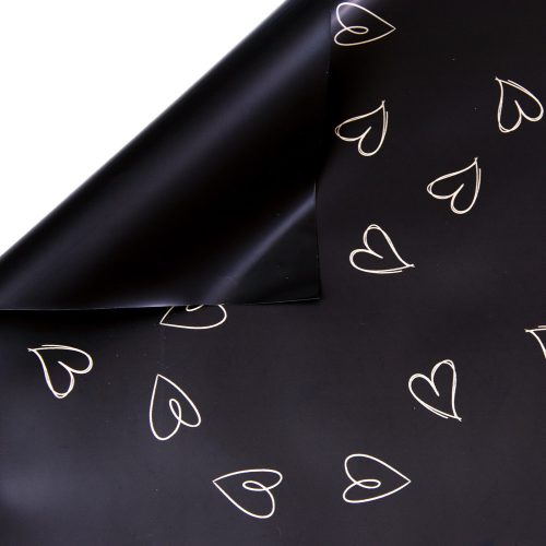Heart pattern foil rol 58cm x 10m - Black/Gold