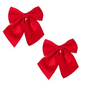 Elegant Velvet Bow Set, 12 x 13cm, 2pcs - Red