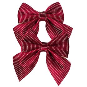 Striped Velvet Bow, 12 x 13cm, 2pcs - Burgundy