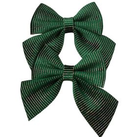 Striped Velvet Bow Set, 12 x 13cm, 2pcs - Dark Green
