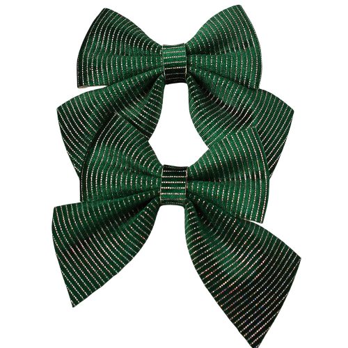 Striped Velvet Bow Set, 12 x 13cm, 2pcs - Dark Green