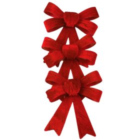 Velvet Bow Set, 9 x 10cm, 3pcs - Light Burgundy