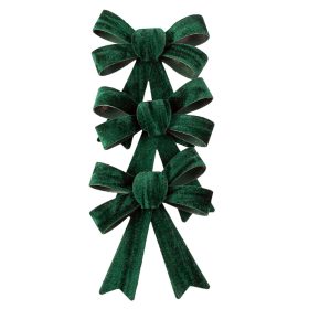 Velvet Bow Set, 9 x 10cm, 3pcs - Dark Green
