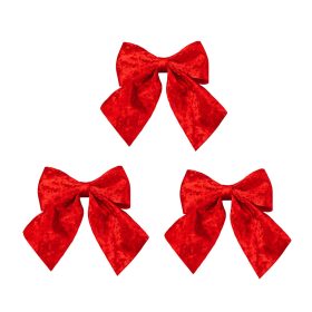 Shiny Velvet Bow Set, 9 x 10cm, 3pcs - Red