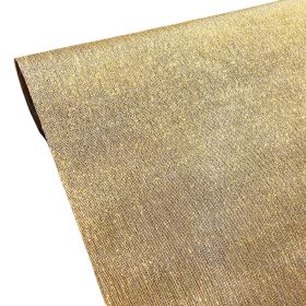   Metál vászon dekorációs anyag, asztali futó, 28cm x 5m - Arany