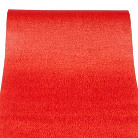   Metál vászon dekorációs anyag, asztali futó, 28cm x 5m - Piros