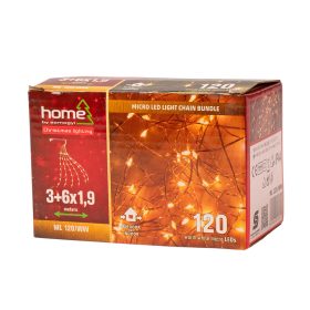   Micro LED-es fényfüzérköteg, 6x1.9m + 3m, 120 LED, melegfehér, kültéri kivitel