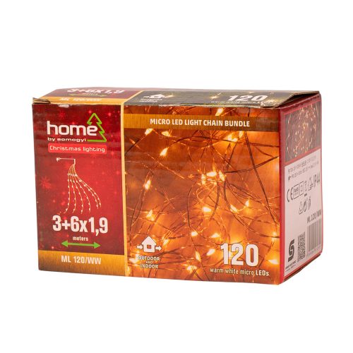 Micro LED string light bundle, 6x1.9m + 3m, 120 LEDs, warm white, outdoor use