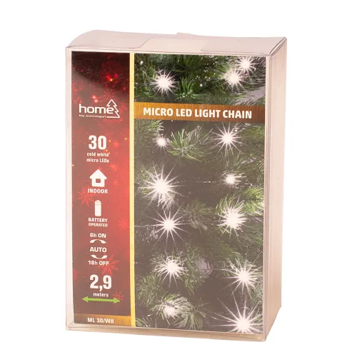 Micro LED fényfüzér, 2.9m + 30cm, 30 hidegfehér micro LED