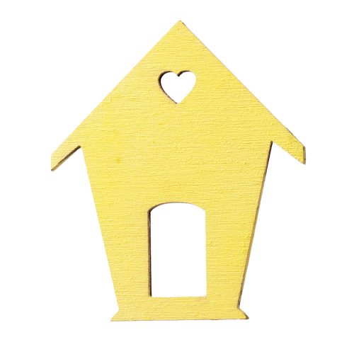4pcs. Painted wooden bird house 6 x 7cm - Yellow
