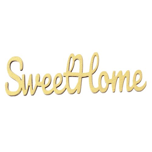 5pcs. "Sweet Home" wooden inscription 10 x 3cm - Yellow