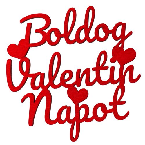 2 db. "Boldog Valentin napot" felirat 10 x 10cm - Piros