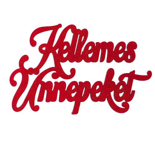 3pcs. "Kellemes Ünnepeket" wooden inscription 10 x 6cm - Metallic red
