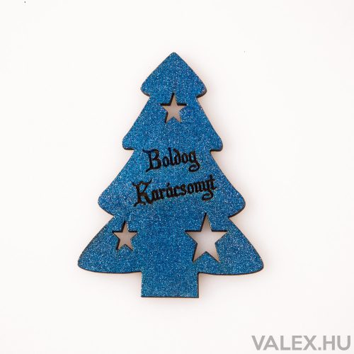 4 pcs. fenyőfa "Boldog Karácsonyt!" inscription  6 x 8cm - Royal blue