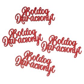   4db. "Boldog Karácsonyt" fa felirat 10 x 5cm - Piros