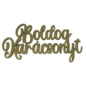   4db. "Boldog Karácsonyt" fa felirat 10 x 5cm - Sötétzöld
