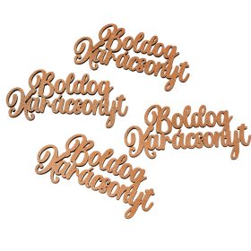   4db. "Boldog Karácsonyt" fa felirat 10 x 5cm - Bronz