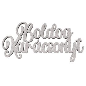   4db. "Boldog Karácsonyt" fa felirat 10 x 5cm - Ezüst