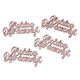   4db. "Boldog Karácsonyt" fa felirat 10 x 5cm - Rose gold