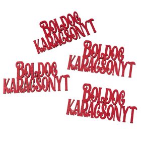   4db. "Boldog Karácsonyt" fa felirat 10 x 5cm - Piros