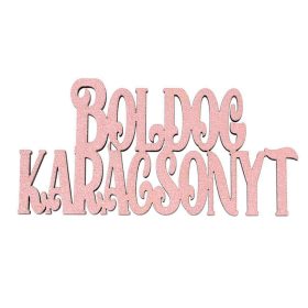   4db. "Boldog Karácsonyt" fa felirat 10 x 5cm - Dusty rose 