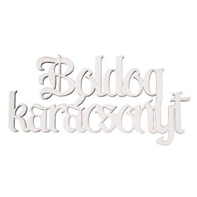   4db. "Boldog Karácsonyt" fa felirat 10 x 5cm - Matt fehér