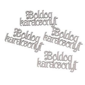   4db. "Boldog Karácsonyt" fa felirat 10 x 5cm - Ezüst