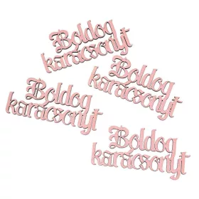   4db. "Boldog Karácsonyt" fa felirat 10 x 5cm - Dusty rose 