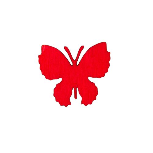 10db. festett fa pillangó 4 x 3.5cm - Piros