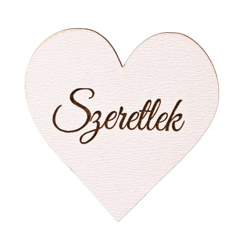 5 pcs.  "Szeretlek" inscription engraved wooden heart 5cm - White