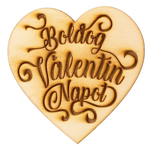 3 pcs. "Boldog Valentin Napot" inscription heart 7cm - Nature