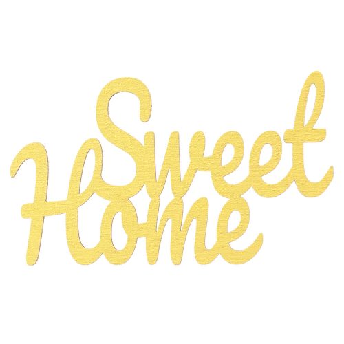 3pcs. "Sweet Home" wooden inscription 10 x 6cm - Yellow