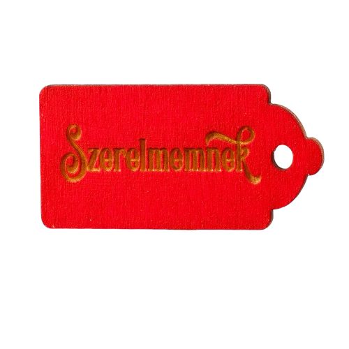 10 pcs. "Szerelmemnek" inscription on engraved wooden board 5 x 2.5cm - Red