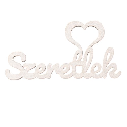 5 pcs.  Hearty "Szeretlek" wooden inscription 10 x 5cm - White