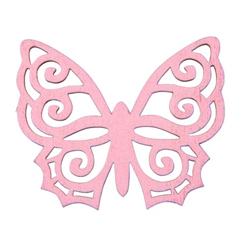 6pcs. festett fa pillangó 5 x 6cm - Pink